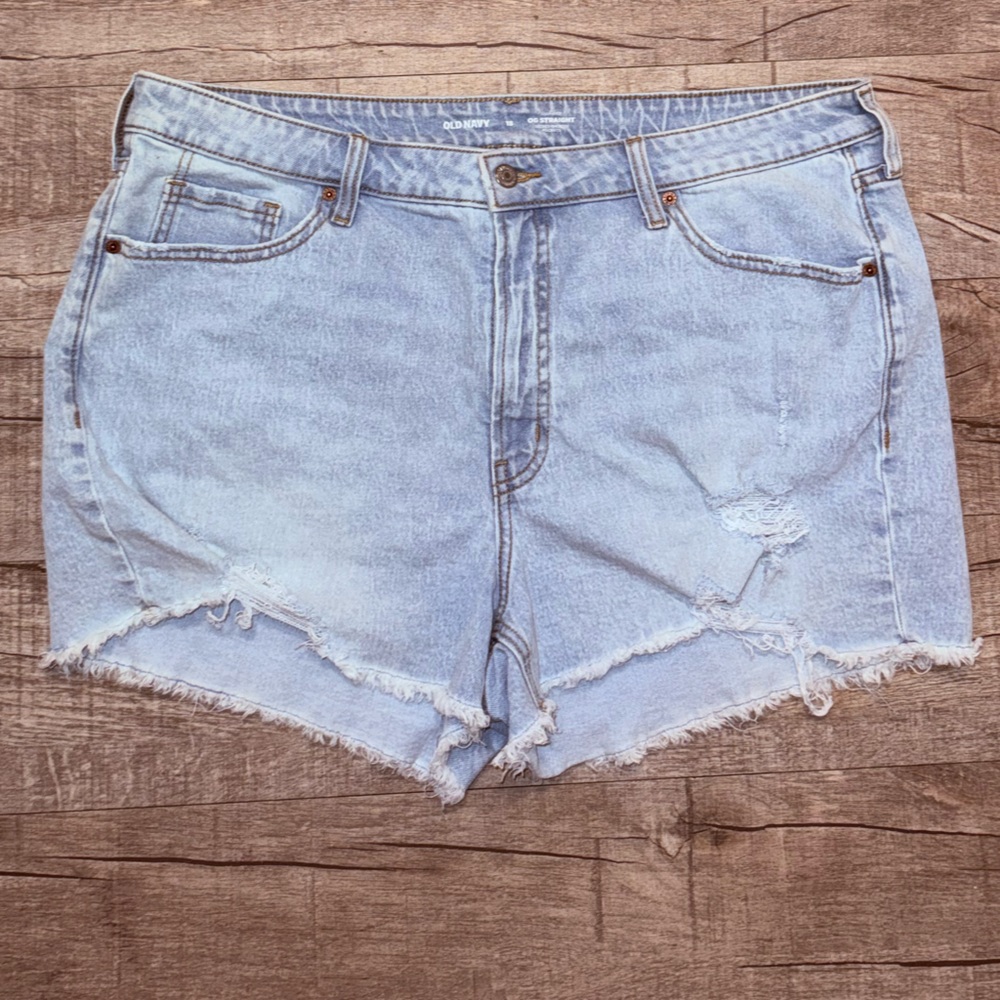 Old Navy High-Waisted Light Blue Distressed Denim Shorts
